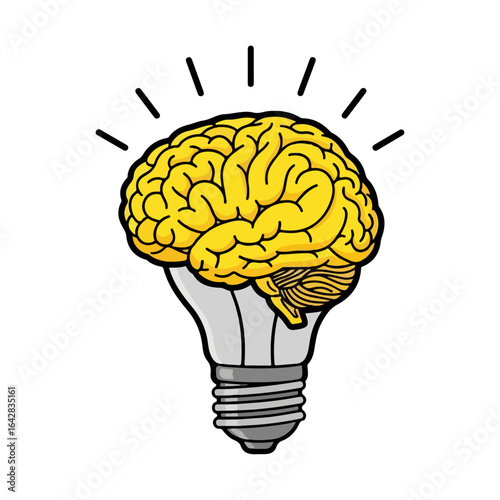 light bulb with brain. Creative thnking vector