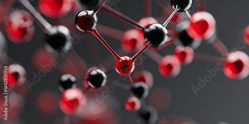 Fototapeta Naklejka Na Ścianę i Meble -  Abstract molecular structure with red and black spheres