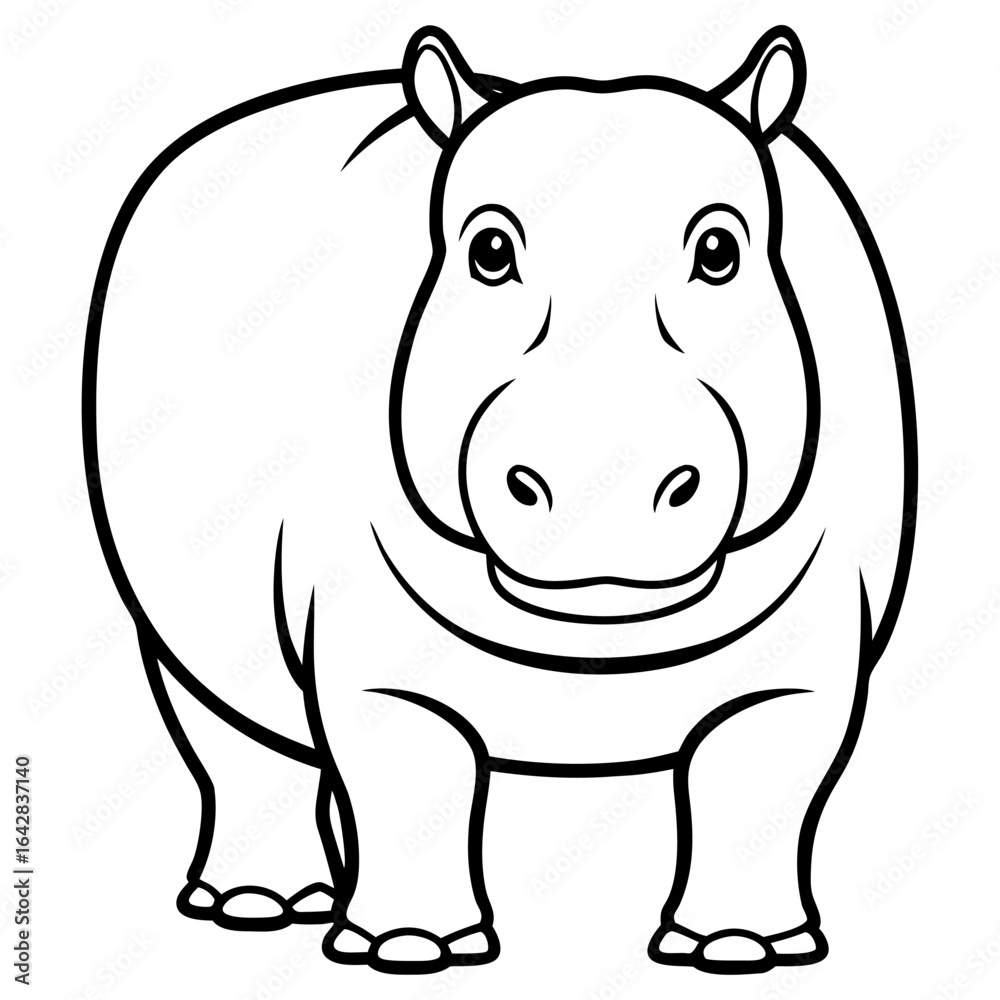 Naklejka premium Friendly cartoon hippo isolated on white background