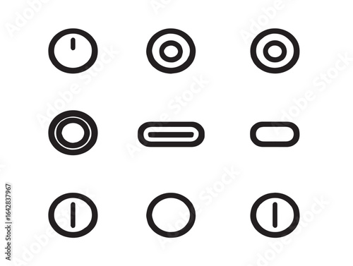 Contemporary Radio Button Icons with Sleek Vector Line Illustrations