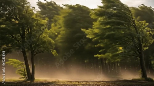 Wallpaper Mural Powerful Windswept Trees: Natures Dynamic Force in Motion. Torontodigital.ca