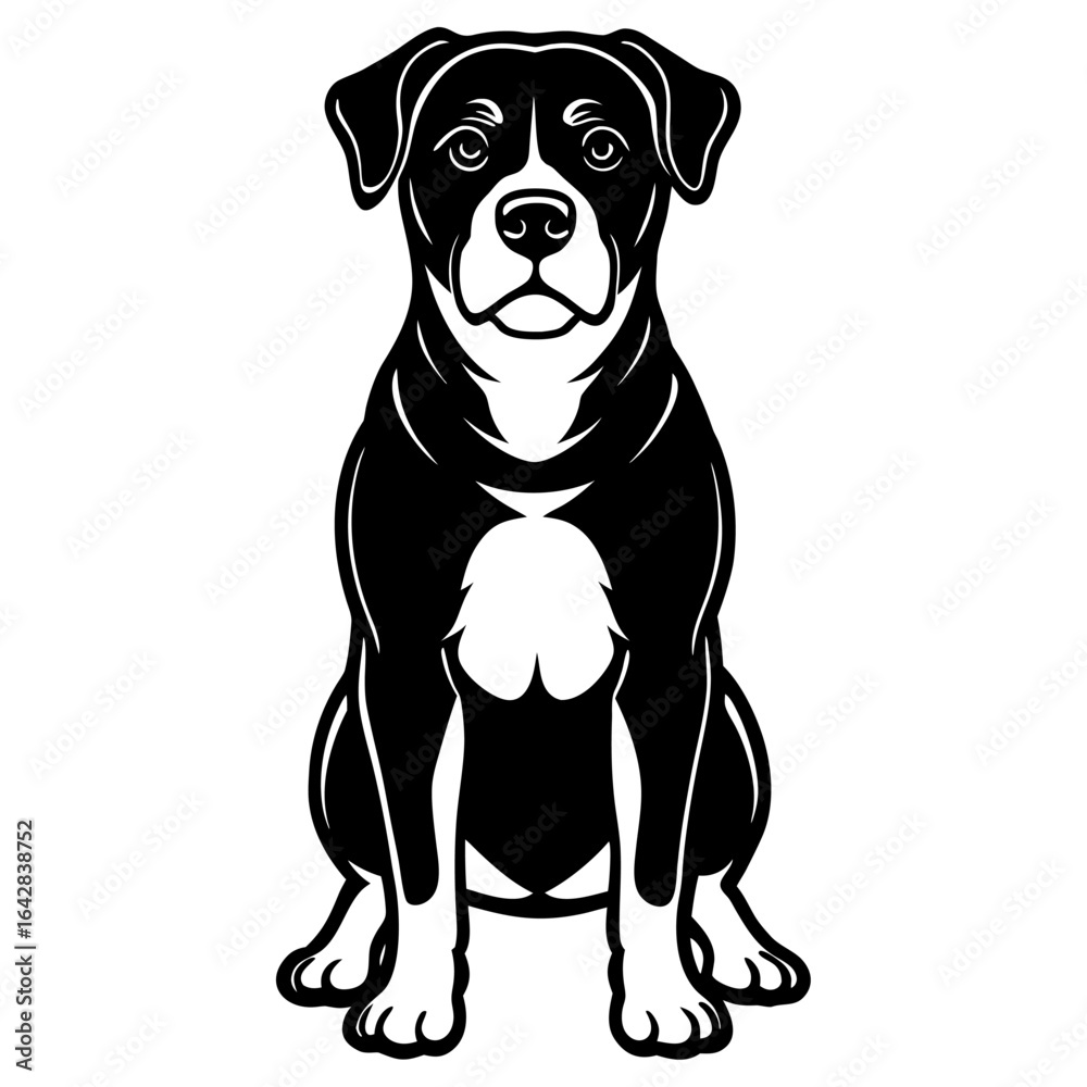 Fototapeta premium Rottweiler dog sitting, isolated on white background