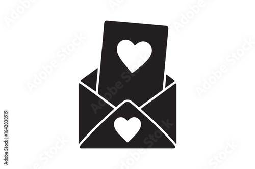 Valentine Love Letters silhouette vector art illustration on white background