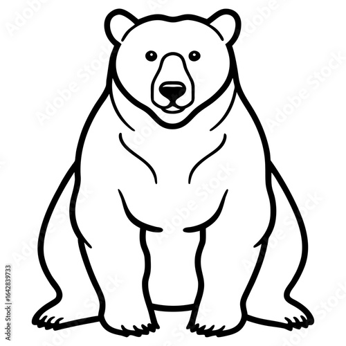 Polar bear sitting, isolated on white background