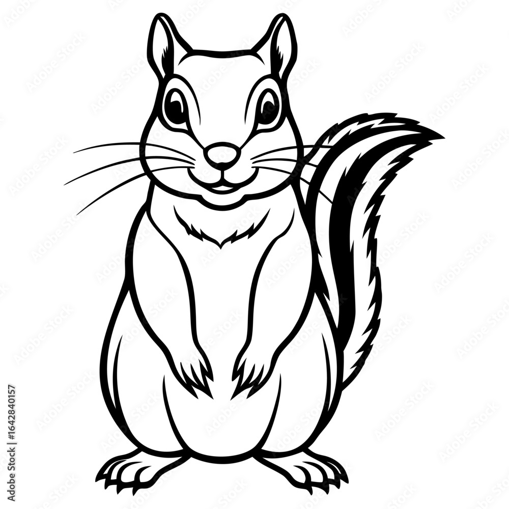 Obraz premium Cute cartoon squirrel drawing isolated on white background