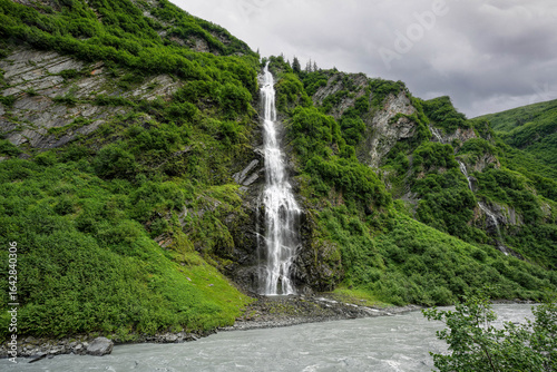 Bridal Veil Falls on the road to Valdez, Alaska