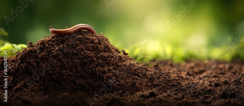 Earthworm on a soil mound