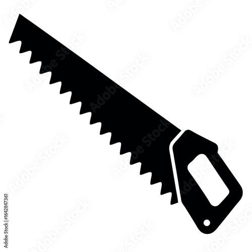 Vector art of hand saw silhouette isolated on white background