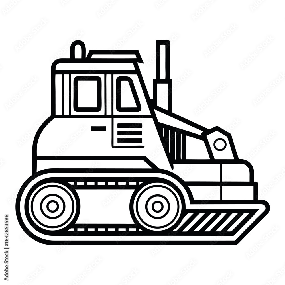 Naklejka premium Vector art of bulldozer isolated on white background
