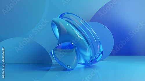 Abstract geometric shapes in shades of blue