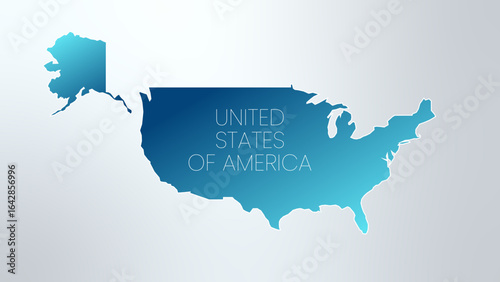 United States of America. Country geographical borders. USA vector for business, patriotism, travel, media, presentation, web design. Blue gradient illustration