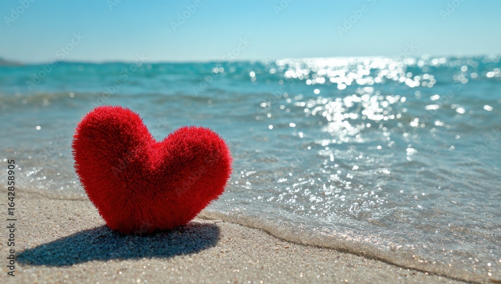 Fototapeta premium Red heart on beach