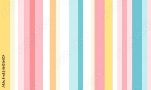 Minimalist cartoon stripes in pastel spring colors, arranged in a seamless repeating pattern for a light, airy design, Generative AI