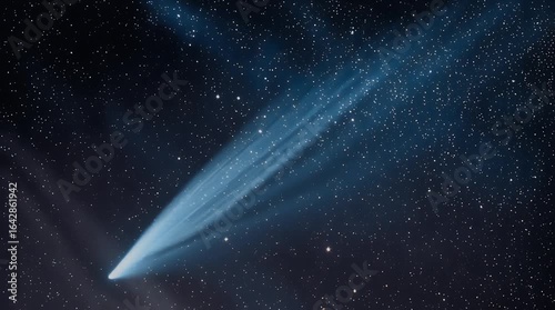 Comet streaking across a star-studded night sky (2)
