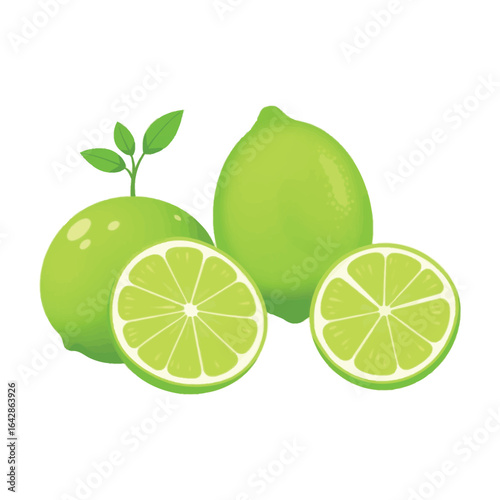 Set of juicy lemons Fruits vector isolated on white background. Lemon cut slices vector set, Whole, half and slice chopped lemon fruit illustration.