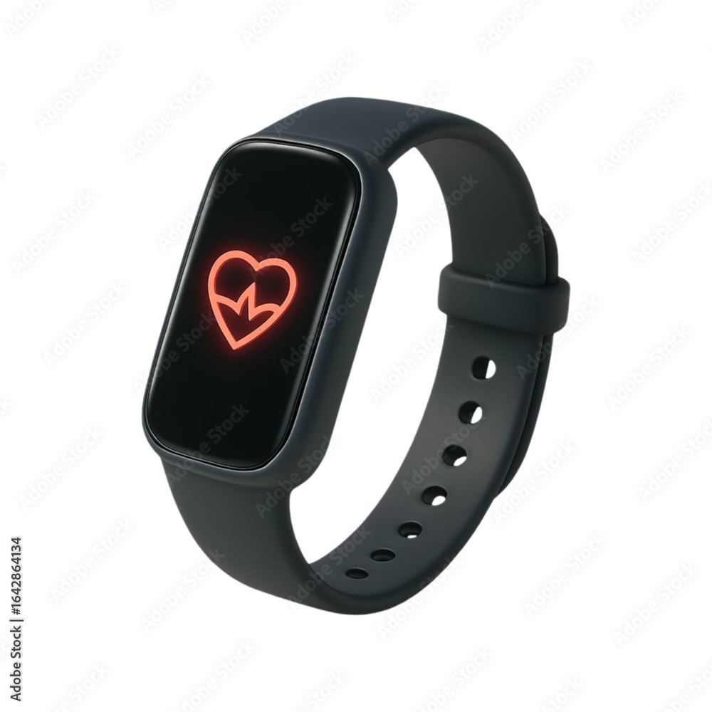 Fitness tracker with heart rate monitor and ekg display isolated on transparent background Fitness tracker with heart rate monitor and ekg display isolated on transparent background