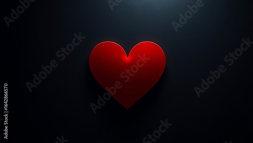 Abstract red heart symbol on textured dark background, evoking deep emotions with dramatic lighting.