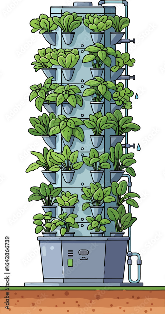 Fototapeta premium Vertical Hydroponic Garden System with Lush Green Plants.