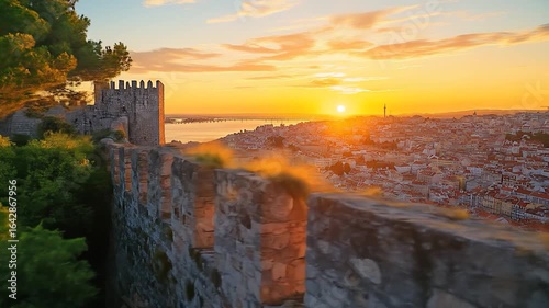 Lisbon Sunrise Panorama from Castle Walls - City Views