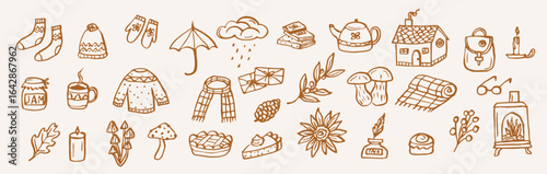 Hand drawn whimsical autumn elements collection