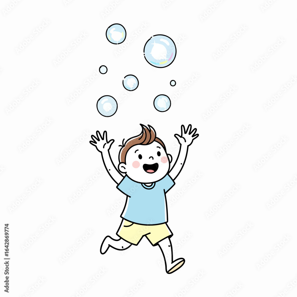 Joyful child gleefully chasing iridescent bubbles in a whimsical outdoor scene, capturing pure childhood delight and summer fun. Joyful child gleefully chasing iridescent bubbles in a whimsical outdoor scene, capturing pure childhood delight and summer fun.