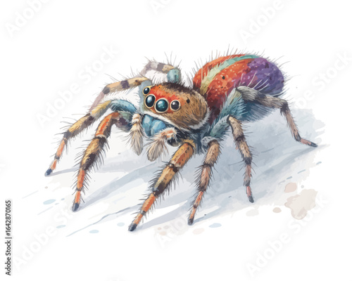 watercolor Spider vector illustration isolated on white background