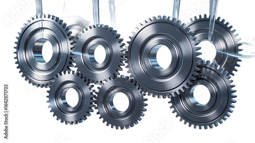Interlocking gears symbolizing teamwork and progress.
