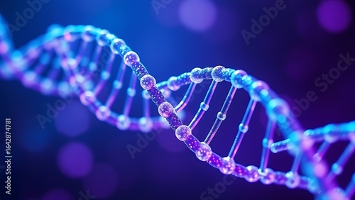 Abstract molecular structure in glowing colors representing a scientific DNA helix concept with futuristic tones.