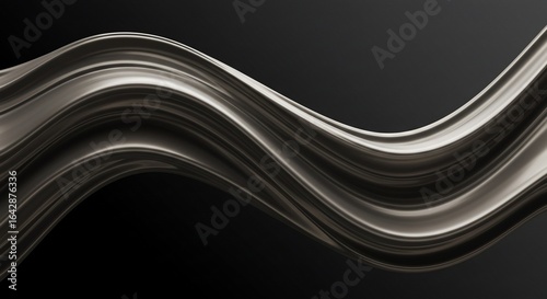 Elegant Dark Wave: Abstract Metallic Swirl Design