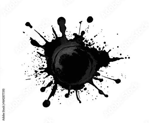 Abstract black ink splatter on white background (1)