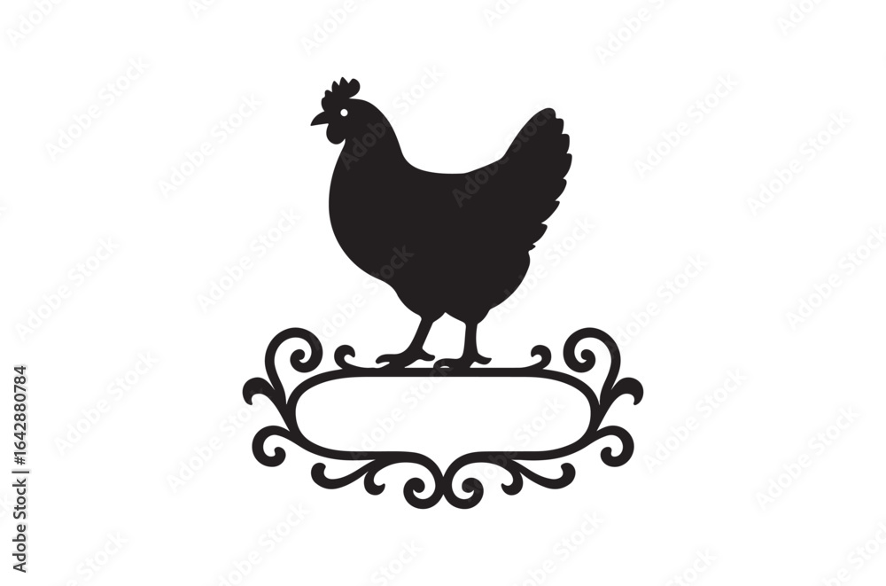 Fototapeta premium Silhouette of hen, Set of hen cartoon of different shapes, Animels vector illustration, Collection of Hand Drawn pet icons on white background.