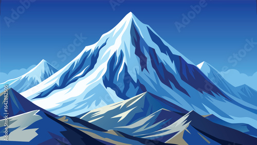 Realistic Vector Mountain Landscape View.