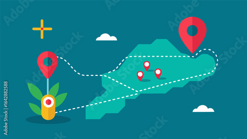 A map with a highlighted route depicting the journey towards relief from depression with the guidance of ketamine..
