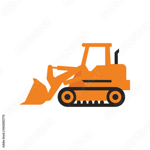 Orange bulldozer vector illustration construction equipment heavy machinery earthmover building site vehicle industrial transport
