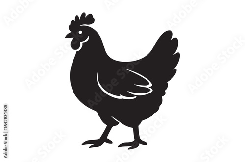 Silhouette of hen, Set of hen cartoon  of different shapes,  Animels vector illustration, Collection of Hand Drawn pet icons on white background.