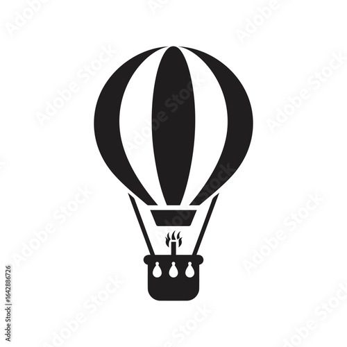 Hot air balloon silhouette vector illustration travel adventure sky transport vintage aircraft isolated eps graphic