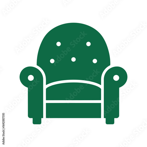 Green armchair vector illustration tufted sofa icon comfortable seating furniture modern lounge chair interior design element