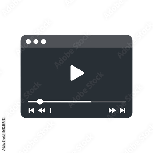 Video player interface vector illustration media playback screen digital content player streaming icon website element