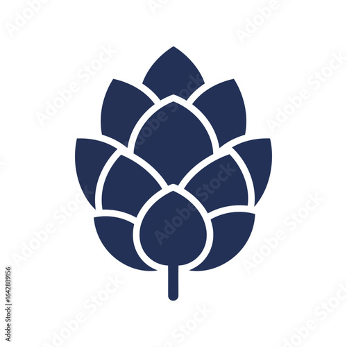 Dark blue hop cone vector illustration brewing ingredient craft beer element organic plant isolated eps graphic