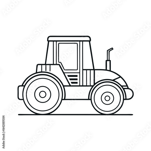 Vector art of tractor for agricultural work in fields and rural landscapes