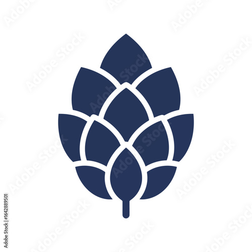 Dark blue hop cone vector illustration brewing ingredient craft beer element botanical graphic isolated eps