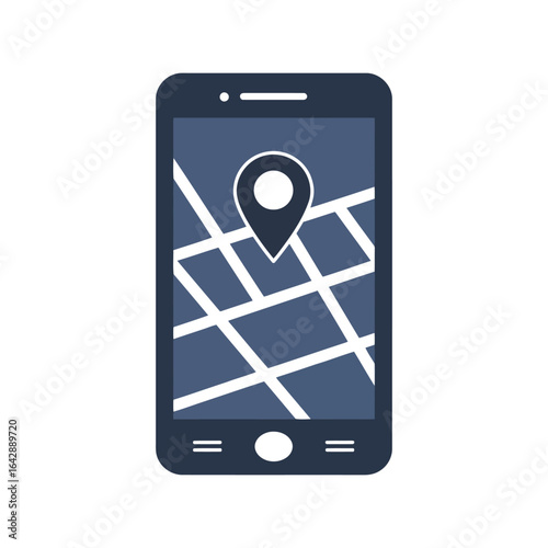 Smartphone gps navigation map with location pin mobile app interface travel route planning