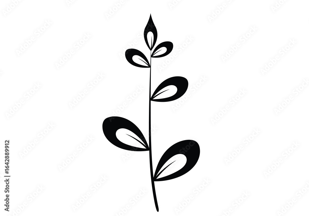 Vector illustration of photo of simple black outline of a plant branch with leaves, symbolizing nature and growth, isolated on white background Vector illustration of photo of simple black outline of a plant branch with leaves, symbolizing nature and growth, isolated on white background