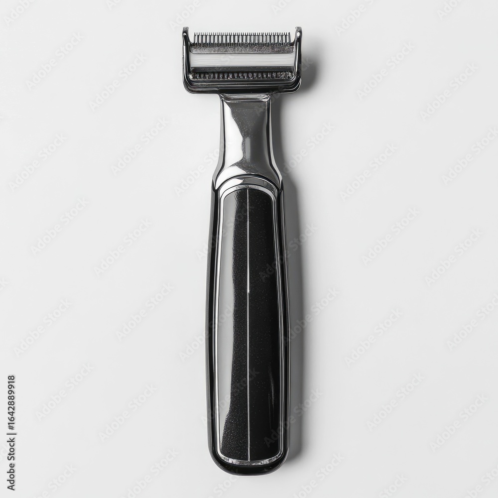 Naklejka premium Chrome handheld razor, top view
