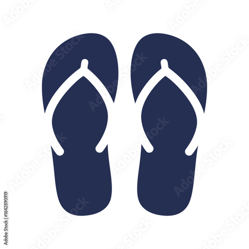 Navy blue flip flops vector illustration summer beach footwear casual sandals open toe shoes vacation accessory