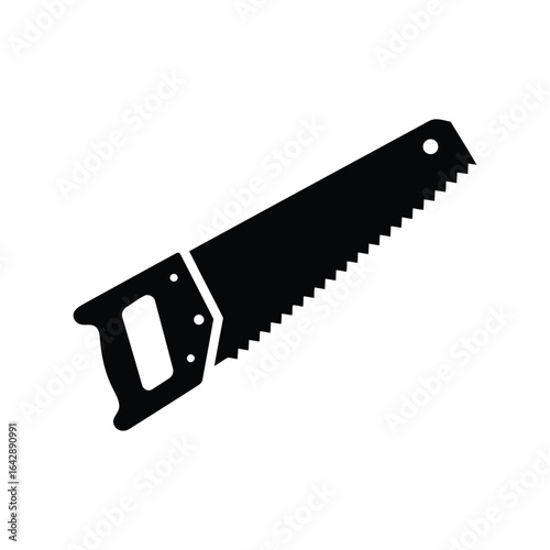 Black handsaw silhouette vector carpentry tool woodworking equipment diy instrument isolated graphic