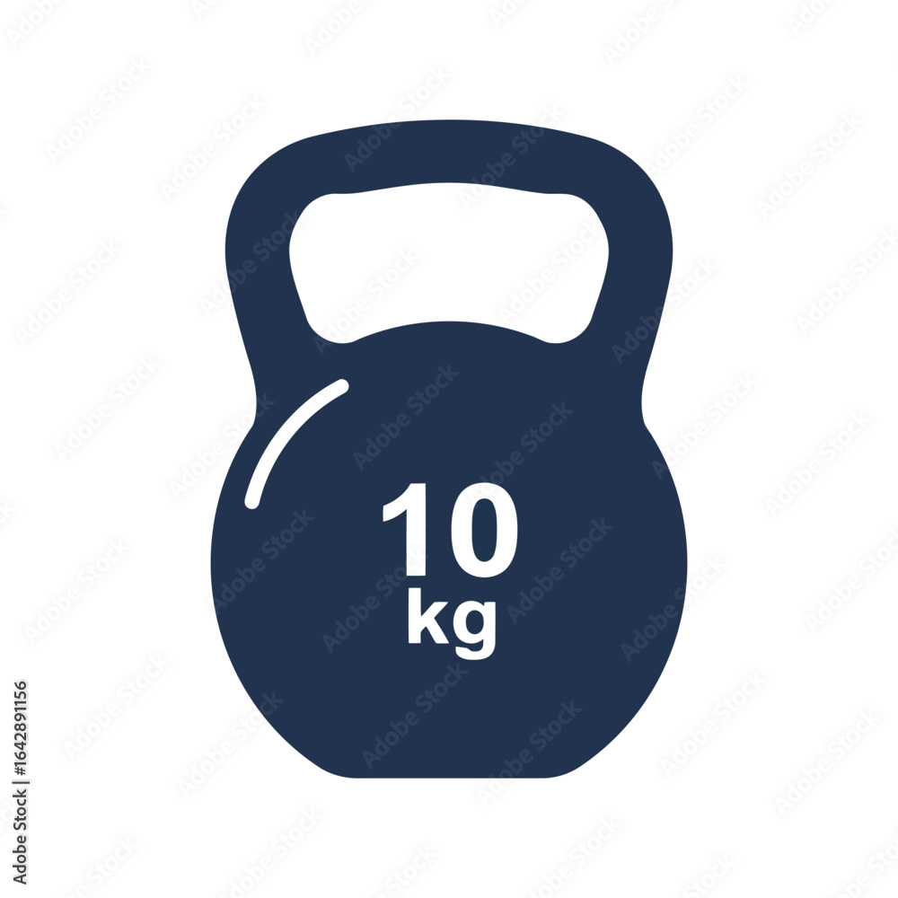 Fototapeta premium Dark blue 10kg kettlebell vector illustration fitness weight gym equipment strength training workout gear isolated eps graphic