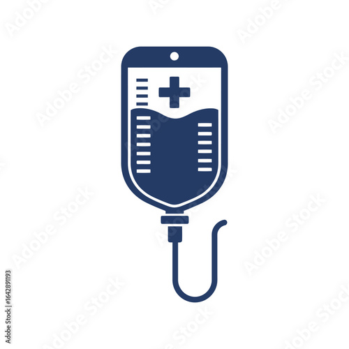 Medical iv bag vector illustration intravenous drip saline solution healthcare infusion hospital fluid therapy medical equipment icon isolated eps graphic