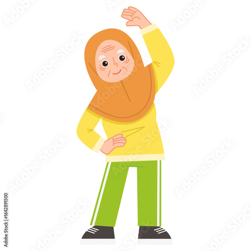 Illustration of an elderly woman exercising