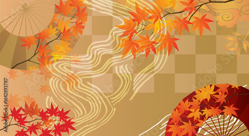 秋の紅葉和風背景
